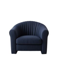Oak Arc Upholstered Armchair - Navy