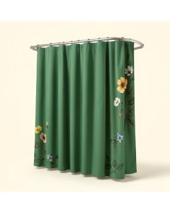 Robinett Flower Birds Single Shower Curtain + Hooks (synthetic illustration; no displayed measurements)