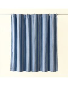 Cliff Bridge Shower Curtain Hanging Flat From A Plain Rod - Blue (synthetic illustration; no displayed measurements)