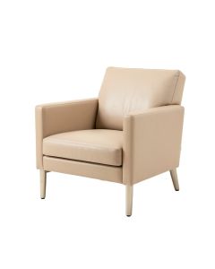 Guapa Leather Upholstered Metal Arm Chair In Beige (synthetic illustration; no displayed measurements)