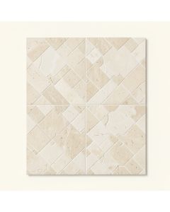 Ivory French Pattern Tumbled 16 '' X 24 '' Travertine Random Mosaic Wall & Floor Tile (synthetic illustration; no displayed measurements)