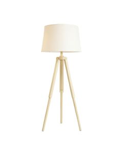 Olive Crossing Floor Lamp With A Plain Fabric Shade - Ivory