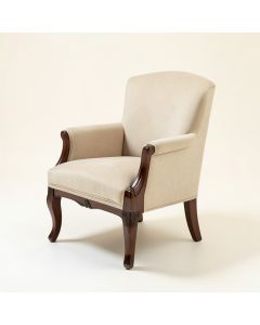 Myra Queen Anne Back Arm Chair In Beige/Dark Walnut (synthetic illustration; no displayed measurements)