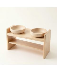 Clay Field Pet Feeding Stand With Two Plain Empty Bowls - Beige (synthetic illustration; no displayed measurements)
