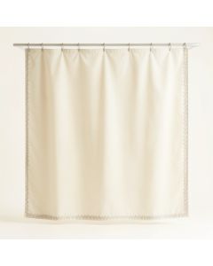 Spruce Dell Shower Curtain Hanging Flat From A Plain Rod - Ivory (synthetic illustration; no displayed measurements)