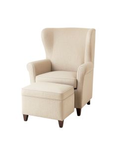 Caistor 30.5 '' Wide Linen Wingback Chair And Ottoman