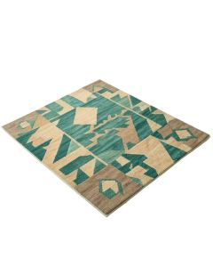 Seaside Geometric Teal/Green/Tan Indoor / Outdoor Area Rug