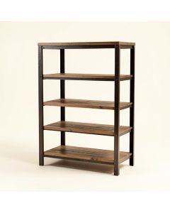 5-Tier Industrial Bookcase With Rustic Wood And Metal Frame (synthetic illustration; no displayed measurements)