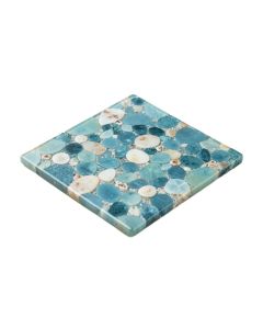 Rhapsody 2 '' X 2 '' Glass And Seashell Mosaic Tile In Ocean Blue And Sea Shell