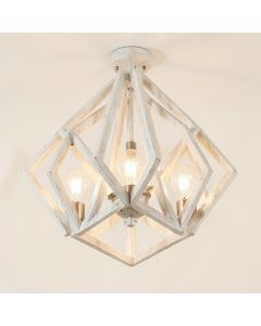 Naomi 4 - Light Unique Geometric Chandelier With Wood Accents (synthetic illustration; no displayed measurements)