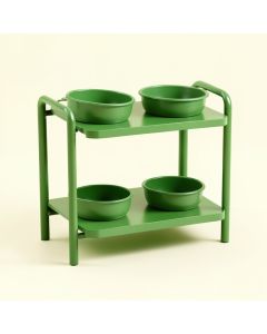 Summit Brook Pet Feeding Stand With Two Plain Empty Bowls - Green (synthetic illustration; no displayed measurements)