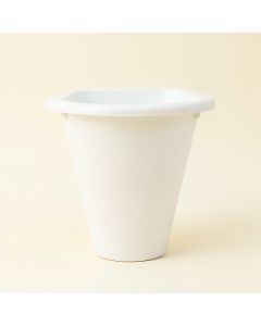 Dune Bend Empty Railing Planter With Integral Brackets - White (synthetic illustration; no displayed measurements)