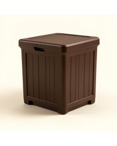 Patio 123 Gallon Water Resistant Plastic Lockable Cabinet Deck Box In Chocolate (synthetic illustration; no displayed measurements)