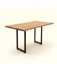 43.3 '' Solid Oak Iron Dining Table (synthetic illustration; no displayed measurements)