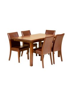 Adelma 5 - Piece Rubberwood Solid Wood Dining Set