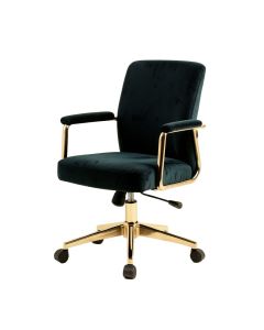 Everly Quinn Ally Velvet Office Chair , Gold Chrome Legs , Gaslift Seat
