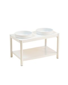 Alder Crossing Pet Feeding Stand With Two Plain Empty Bowls - White (synthetic illustration; no displayed measurements)