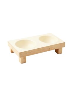 Linden Brook Pet Feeding Stand With Two Plain Empty Bowls - Cream (synthetic illustration; no displayed measurements)