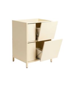 Vale Bend Freestanding Pull-Out Hamper Cabinet - Cream