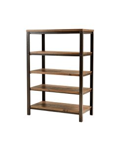 5-Tier Industrial Bookcase With Rustic Wood And Metal Frame