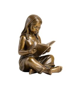 Young Girl Sitting And Reading Book Bronze Statue
