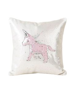 Kisner Personalized Unicorn Sequin Throw Pillow (synthetic illustration; no displayed measurements)