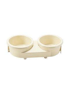 Cliff Crossing Pet Feeding Stand With Two Plain Empty Bowls - Cream (synthetic illustration; no displayed measurements)