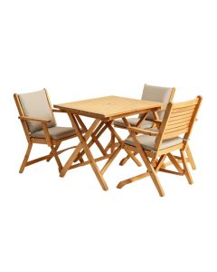 Breakwater Bay 3Pcs Folding Acacia Wood Bistro Set Patio Conversation Set W/ Cushions