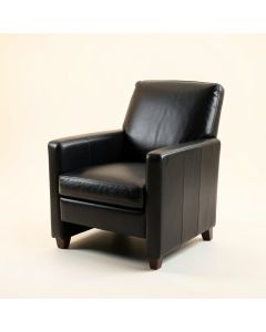 Wedigo Leather Upholstered Arm Chair In Black (synthetic illustration; no displayed measurements)