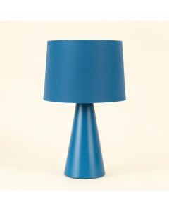 Spruce Crest Table Lamp With A Plain Fabric Shade - Blue (synthetic illustration; no displayed measurements)