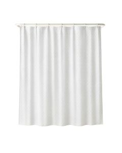 Brook Bend Shower Curtain Hanging Flat From A Plain Rod - White (synthetic illustration; no displayed measurements)