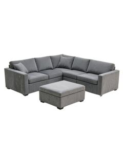 Dojno 120 '' Wide Velvet Reversible Modular Corner Sectional With Ottoman