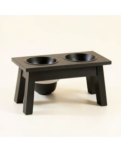 Aspen Bend Pet Feeding Stand With Two Plain Empty Bowls - Black (synthetic illustration; no displayed measurements)