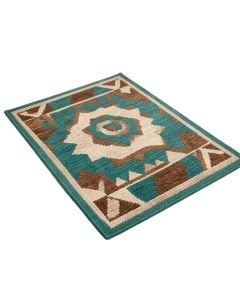 Rabayda Geometric Hand Hooked Teal/Brown/Beige Indoor / Outdoor Area Rug