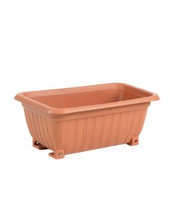Ash Branch Empty Railing Planter With Integral Brackets - Terracotta (synthetic illustration; no displayed measurements)
