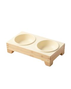 Clay Crossing Pet Feeding Stand With Two Plain Empty Bowls - Cream (synthetic illustration; no displayed measurements)