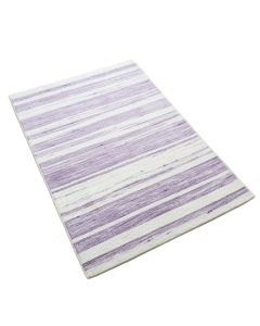 Modern Striped Handloomed White/Lilac Area Rug
