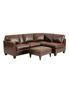 Adamski 103 '' Wide Faux Leather Left Hand Facing Sofa & Chaise With Ottoman