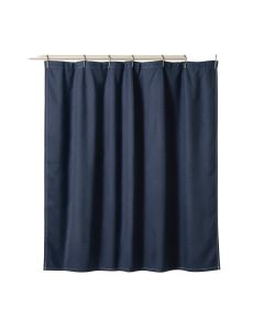 Reed Bluff Shower Curtain Hanging Flat From A Plain Rod - Navy (synthetic illustration; no displayed measurements)