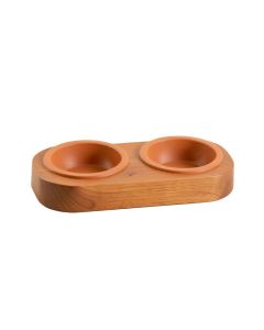 Maple Canyon Pet Feeding Stand With Two Plain Empty Bowls - Terracotta