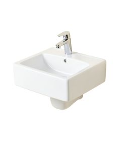 White Ceramic Rectangular Wall Mounted Bathroom Sink