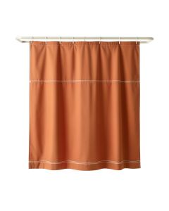 Spruce Crest Shower Curtain Hanging Flat From A Plain Rod - Terracotta (synthetic illustration; no displayed measurements)