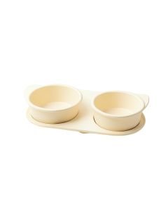 Maple Brook Pet Feeding Stand With Two Plain Empty Bowls - Ivory