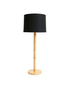 Oak Crossing Floor Lamp With A Plain Fabric Shade - Black