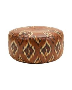 Carnuel 18 '' Wide Genuine Leather Round Ikat Pouf Ottoman