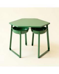 Heath Branch Pet Feeding Stand With Two Plain Empty Bowls - Green (synthetic illustration; no displayed measurements)