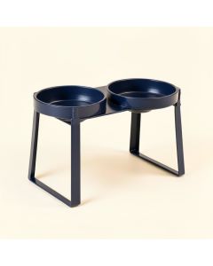 Shore Arc Pet Feeding Stand With Two Plain Empty Bowls (synthetic illustration; no displayed measurements)