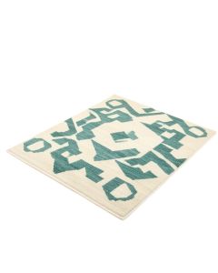 Geometric Ivory/Teal Indoor / Outdoor Area Rug