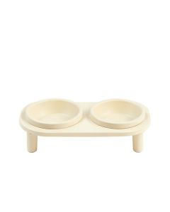 Elm Field Pet Feeding Stand With Two Plain Empty Bowls - Ivory