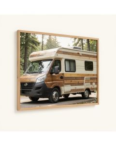 Rustic Happy Camper Forest Camping Trailer By Deb Strain - Advertisements Print (synthetic illustration; no displayed measurements)